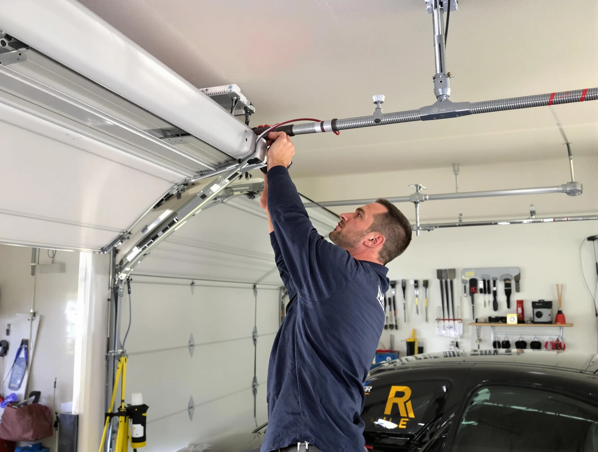 Lexington Garage Door Repair technician performing garage door cable repair in Lexington