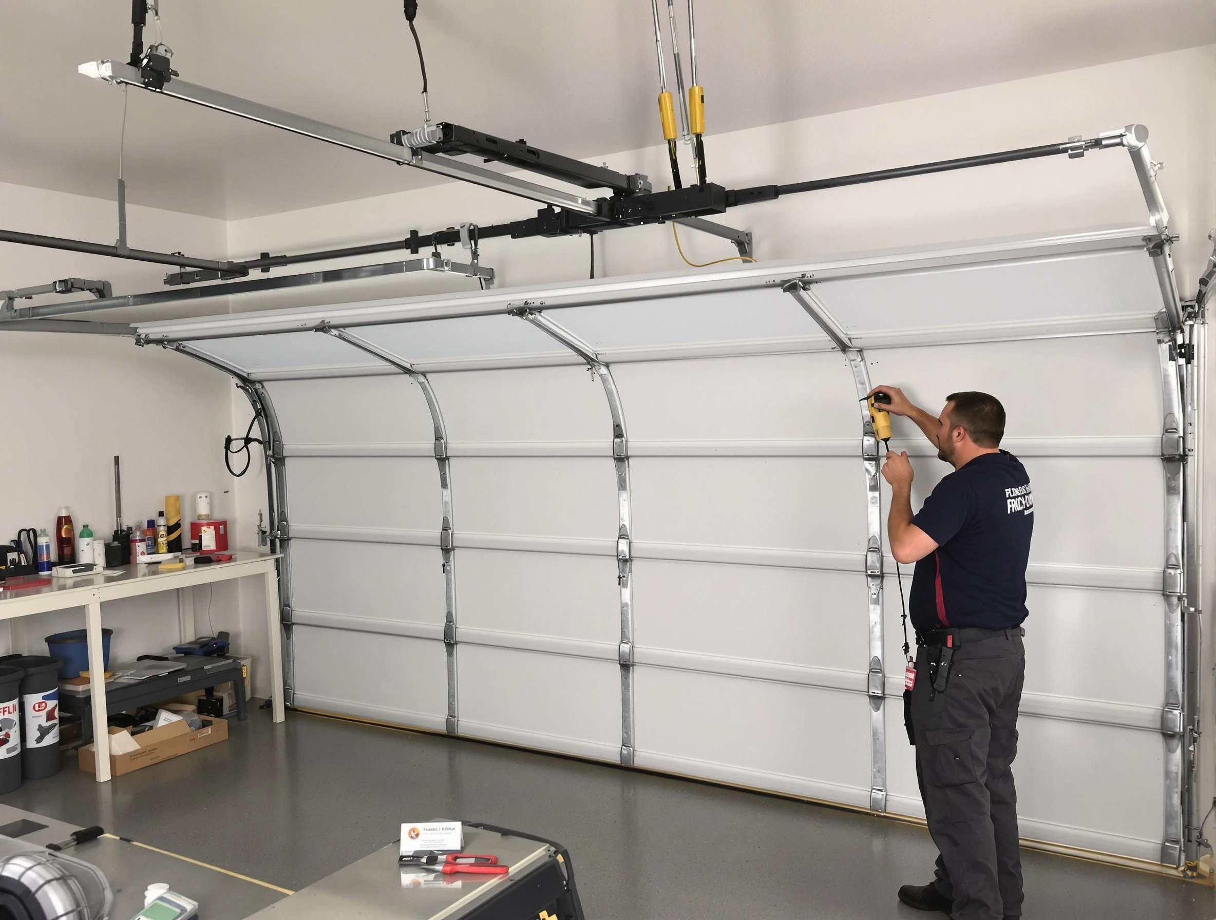 Lexington Garage Door Repair certified technician performing overhead door system repair in Lexington