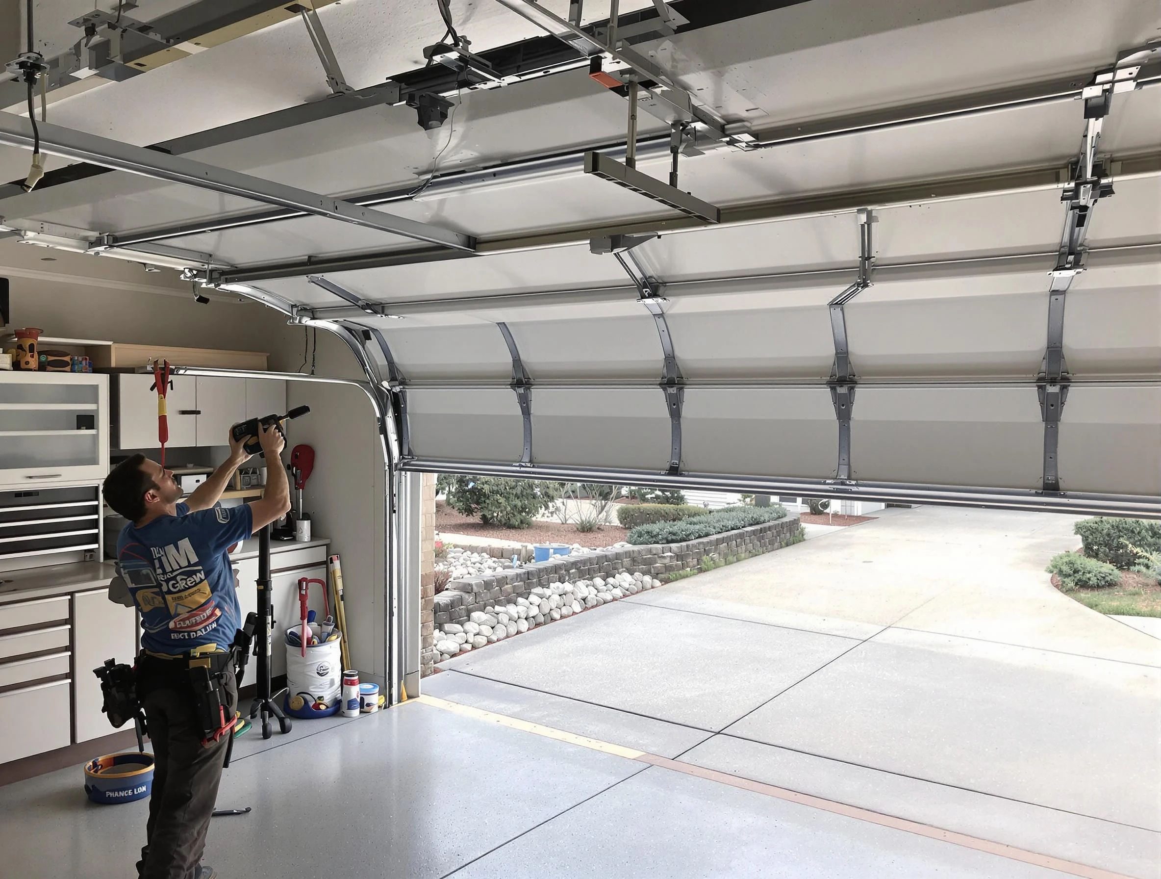 Garage door track repair service by Lexington Garage Door Repair in Lexington